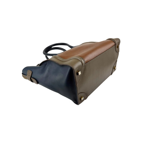 Celine Tri-Color Calfskin Leather Mini Luggage Tote Bag