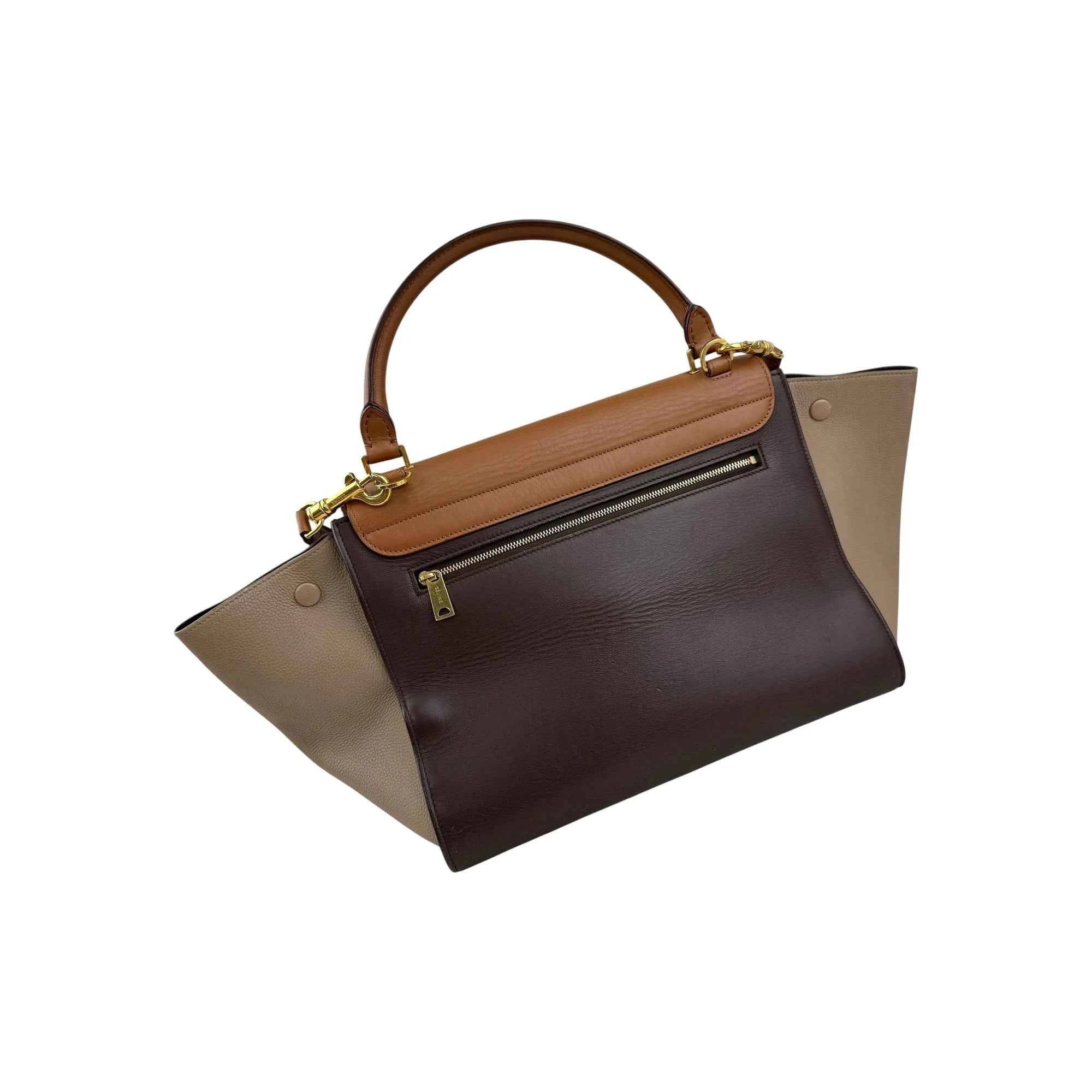 Celine Tri-Color Leather Medium Trapeze Bag