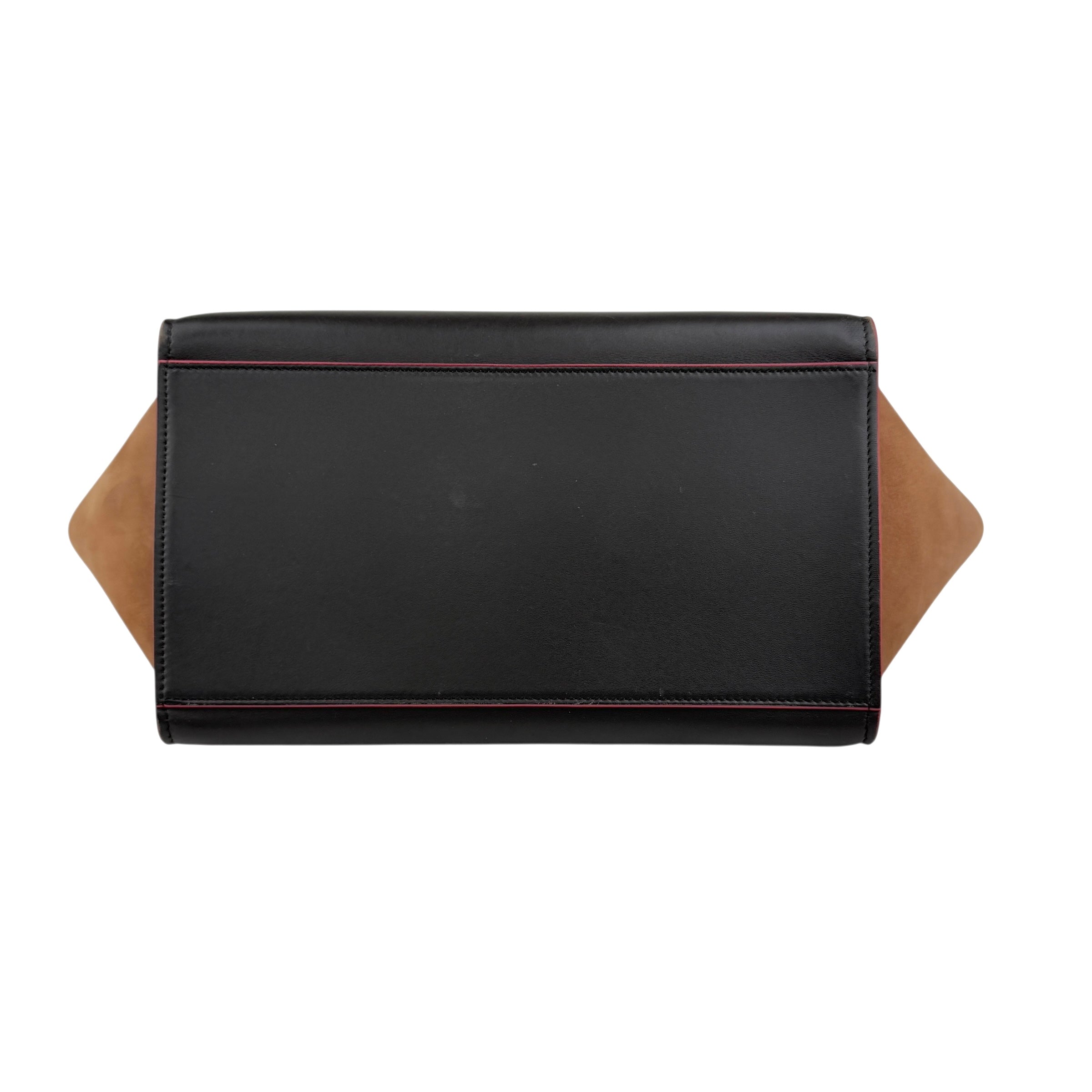 celine tricolor calfskin and suede trapeze satchel bottom