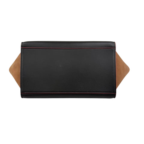 celine tricolor calfskin and suede trapeze satchel bottom