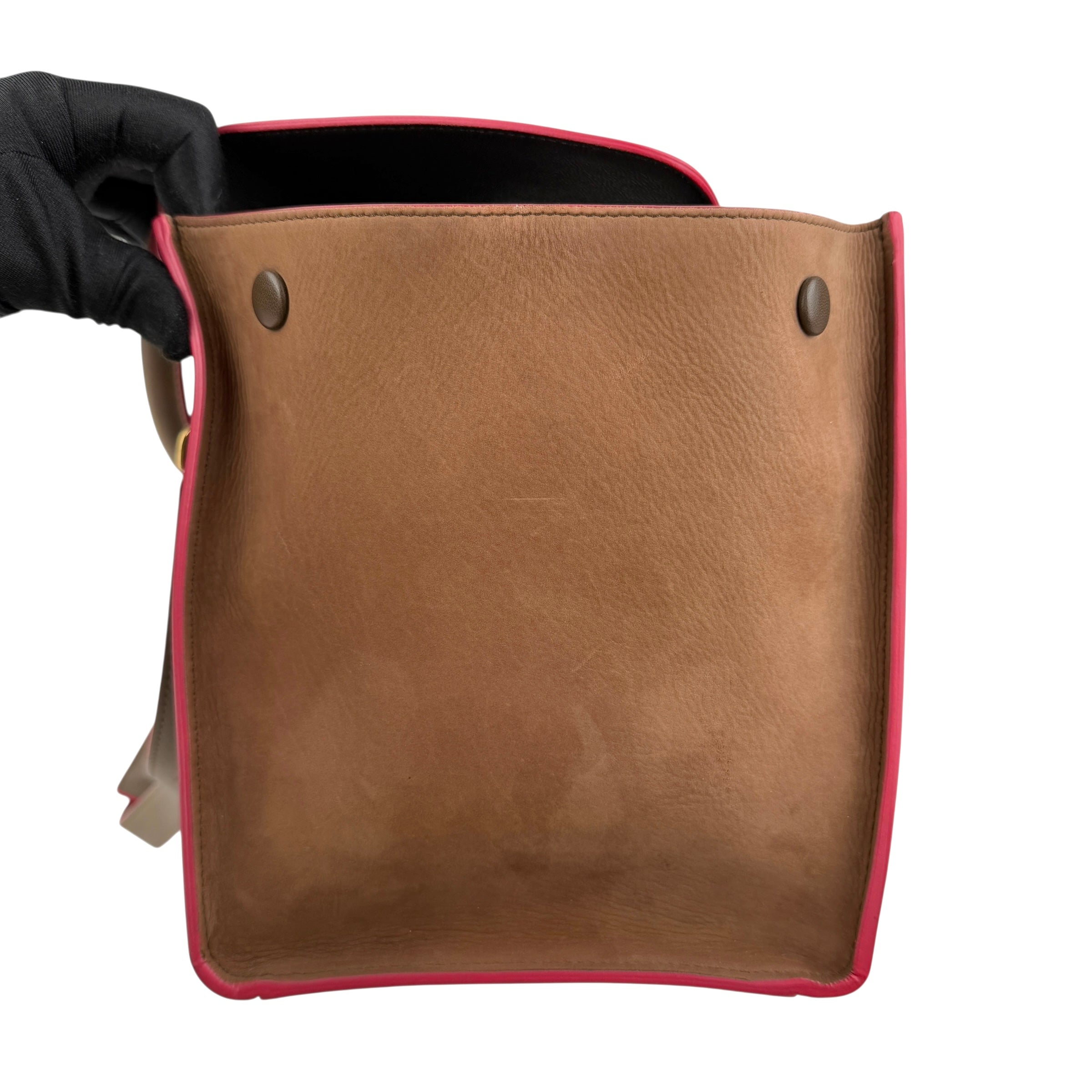 celine tricolor calfskin and suede trapeze satchel right