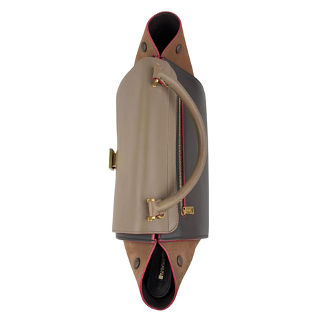 celine tricolor calfskin and suede trapeze satchel top