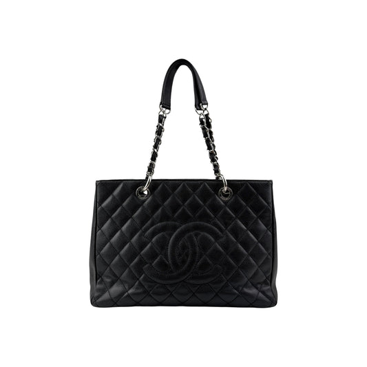 Chanel Black Caviar Quilted Leather Grand Shopping Tote Bag