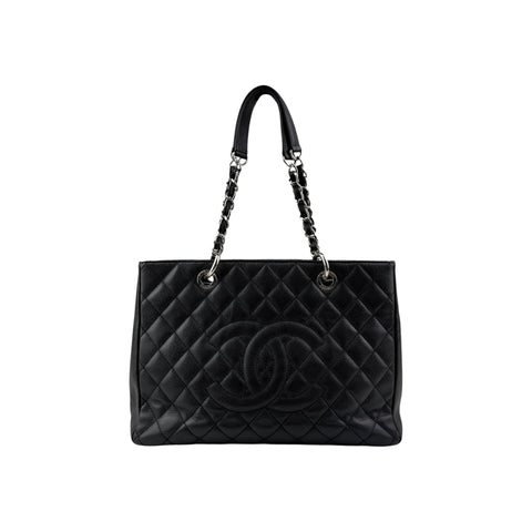 Chanel Black Caviar Quilted Leather Grand Shopping Tote Bag