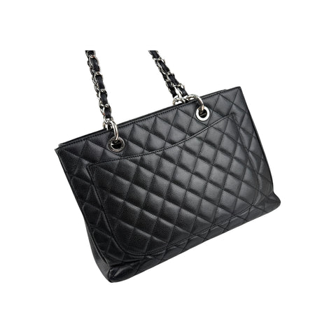 Chanel Black Caviar Quilted Leather Grand Shopping Tote Bag