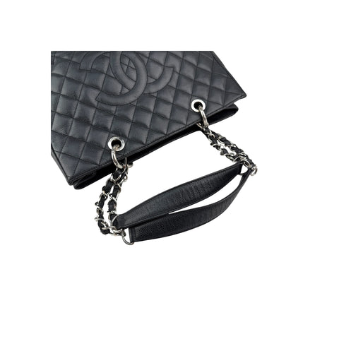 Chanel Black Caviar Quilted Leather Grand Shopping Tote Bag