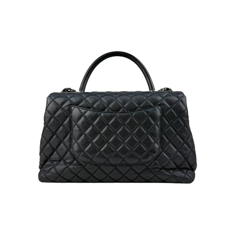 Chanel Black Quilted Caviar Leather Coco Handle Bag