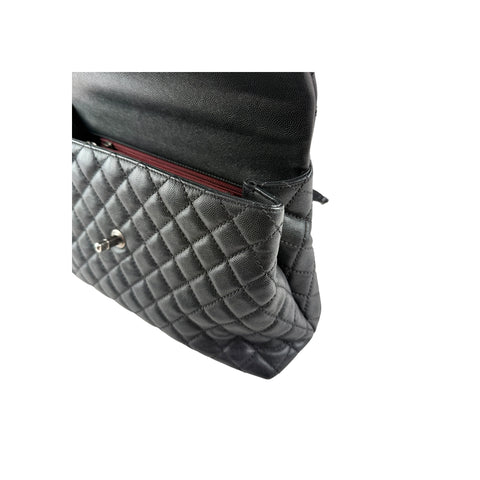 Chanel Black Quilted Caviar Leather So Black Medium Coco Handle Bag