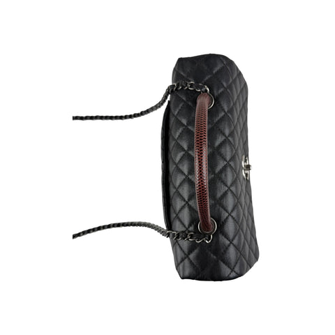Chanel Black Quilted Caviar Leather So Black Medium Coco Handle Bag
