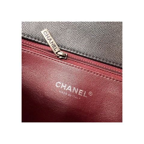 Chanel Black Quilted Caviar Leather So Black Medium Coco Handle Bag