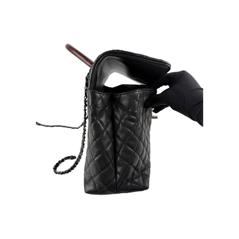 Chanel Black Quilted Caviar Leather So Black Medium Coco Handle Bag