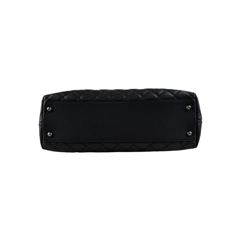 Chanel Black Quilted Caviar Leather So Black Medium Coco Handle Bag