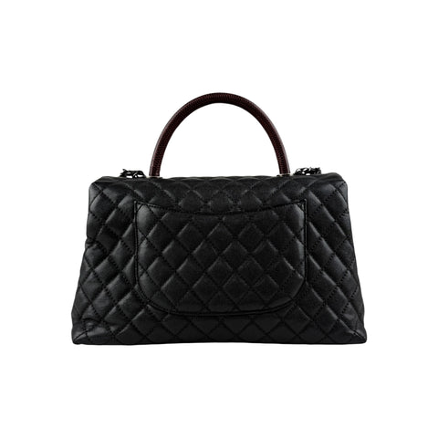 Chanel Black Quilted Caviar Leather So Black Medium Coco Handle Bag