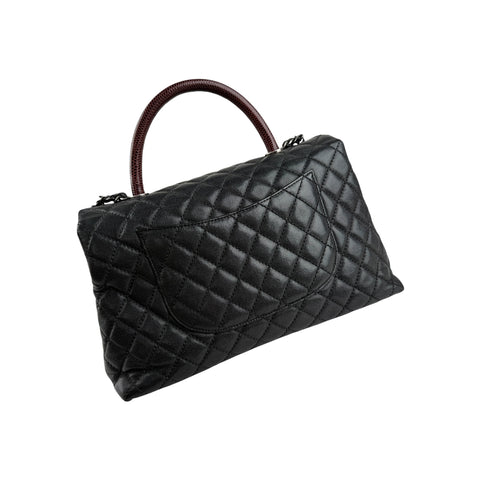 Chanel Black Quilted Caviar Leather So Black Medium Coco Handle Bag