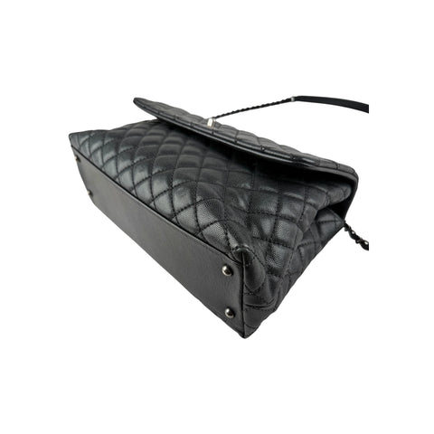 Chanel Black Quilted Caviar Leather So Black Medium Coco Handle Bag