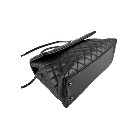 Chanel Black Quilted Caviar Leather So Black Medium Coco Handle Bag