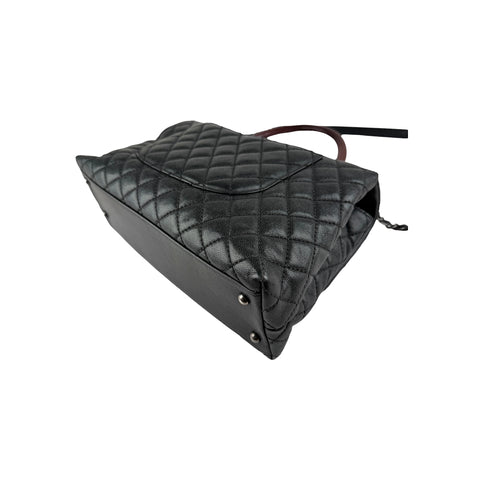 Chanel Black Quilted Caviar Leather So Black Medium Coco Handle Bag