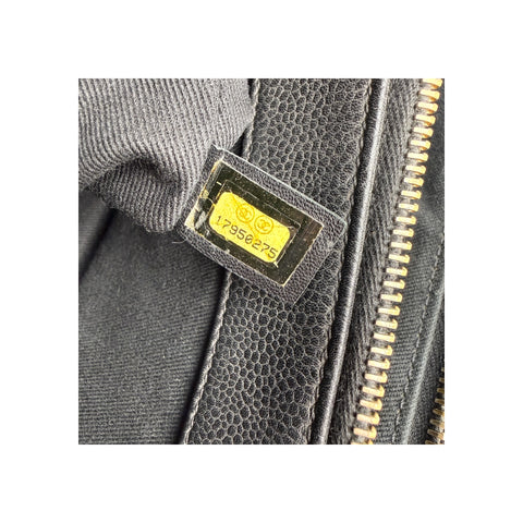 Chanel Black Quilted Caviar Leather Timeless CC Soft Shopping Tote Bag