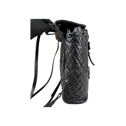 Chanel Black Quilted Glazed Leather Mountain Backpack Bag