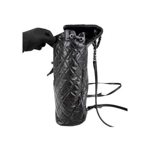 Chanel Black Quilted Glazed Leather Mountain Backpack Bag