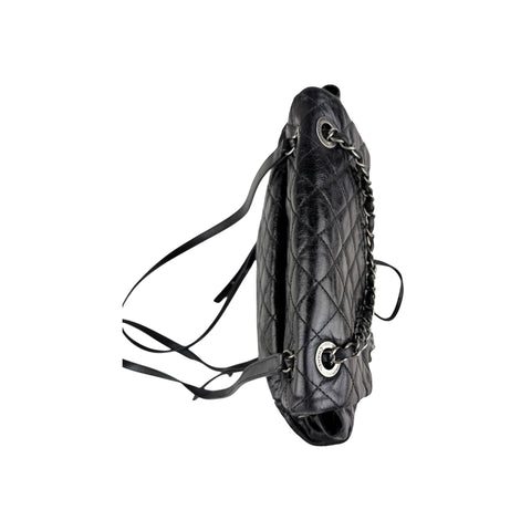 Chanel Black Quilted Glazed Leather Mountain Backpack Bag