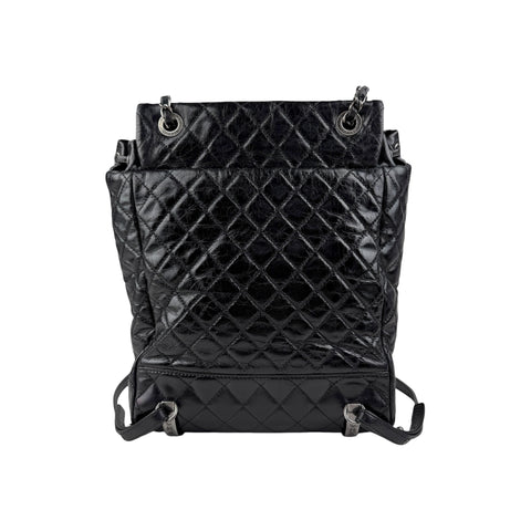 Chanel Black Quilted Glazed Leather Mountain Backpack Bag