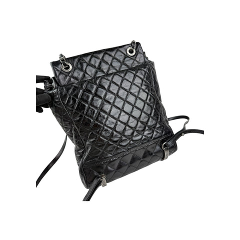 Chanel Black Quilted Glazed Leather Mountain Backpack Bag