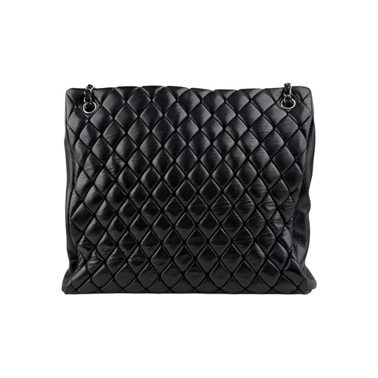 Chanel Black Quilted Iridescent Calfskin Leather Medium Tote Bag