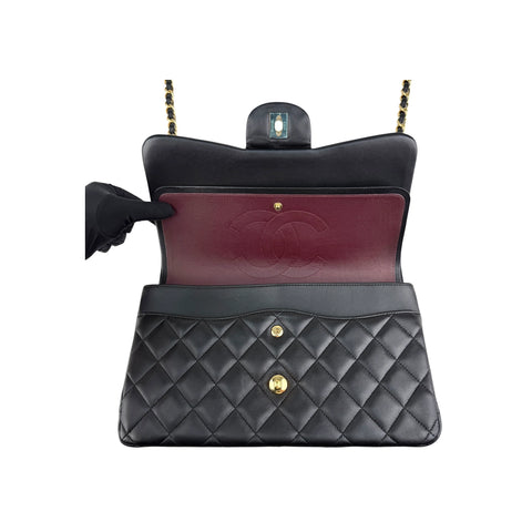 Chanel Black Quilted Lambskin Jumbo Classic Double Flap Bag Gold Hardware