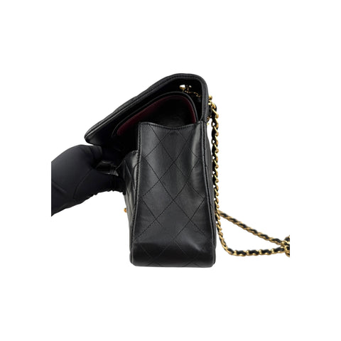 Chanel Black Quilted Lambskin Jumbo Classic Double Flap Bag Gold Hardware