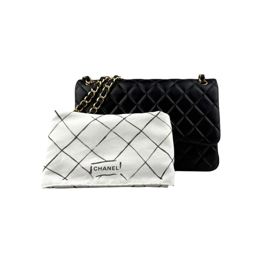 Chanel Black Quilted Lambskin Jumbo Classic Double Flap Bag Gold Hardware