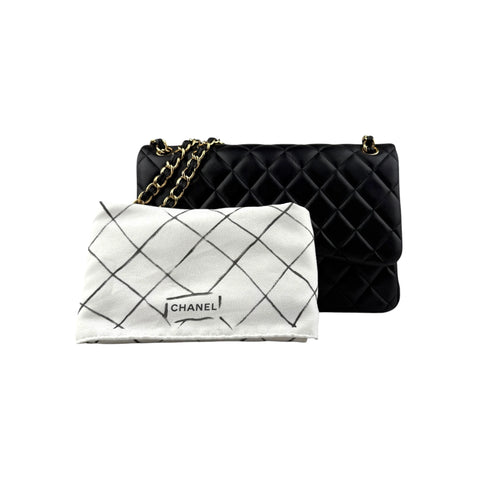 Chanel Black Quilted Lambskin Jumbo Classic Double Flap Bag Gold Hardware