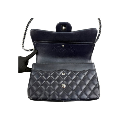 Chanel Black Quilted Lambskin Leather Classic Jumbo Double Flap Bag