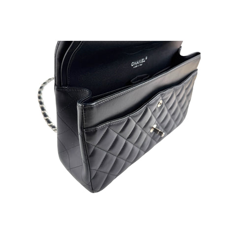 Chanel Black Quilted Lambskin Leather Classic Jumbo Double Flap Bag