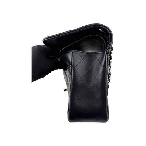 Chanel Black Quilted Lambskin Leather Classic Jumbo Double Flap Bag