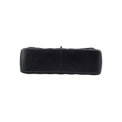 Chanel Black Quilted Lambskin Leather Classic Jumbo Double Flap Bag