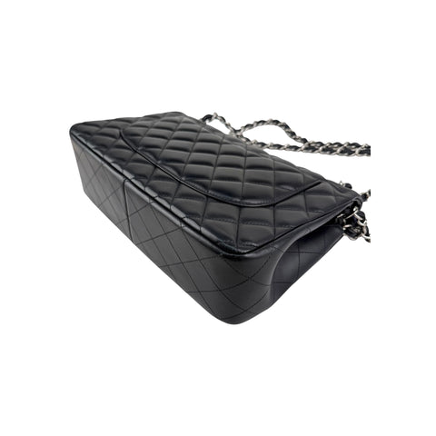 Chanel Black Quilted Lambskin Leather Classic Jumbo Double Flap Bag