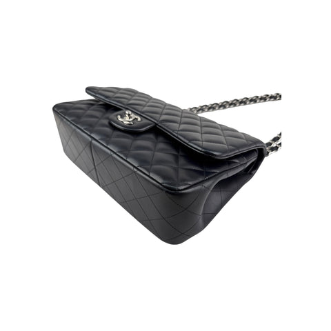Chanel Black Quilted Lambskin Leather Classic Jumbo Double Flap Bag