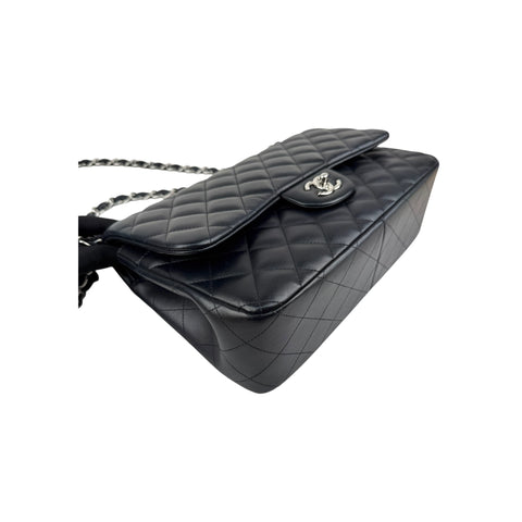 Chanel Black Quilted Lambskin Leather Classic Jumbo Double Flap Bag