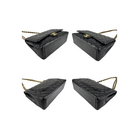 Chanel Black Quilted Lambskin Leather Maxi Double Flap Bag Gold Hardware
