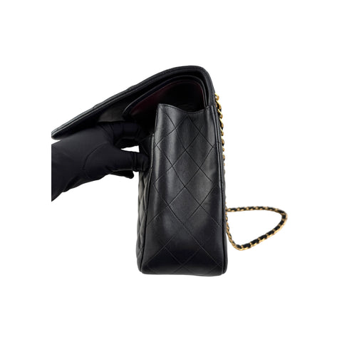 Chanel Black Quilted Lambskin Leather Maxi Double Flap Bag Gold Hardware