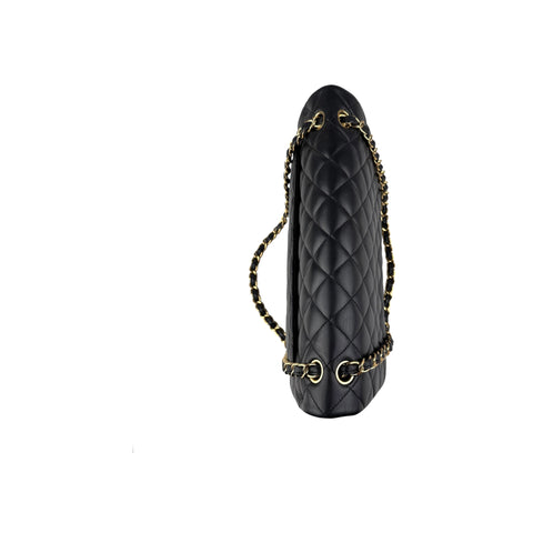 Chanel Black Quilted Lambskin Leather Maxi Double Flap Bag Gold Hardware