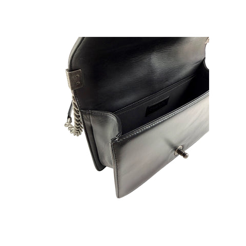 Chanel Black Quilted Lambskin Leather Medium Boy Bag