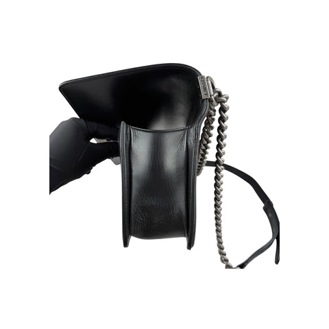 Chanel Black Quilted Lambskin Leather Medium Boy Bag