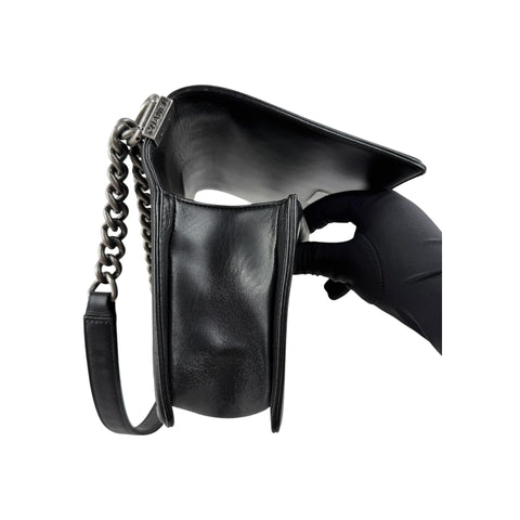 Chanel Black Quilted Lambskin Leather Medium Boy Bag