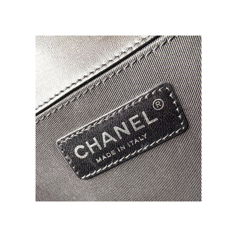 Chanel Black Quilted Lambskin Leather Medium Boy Bag