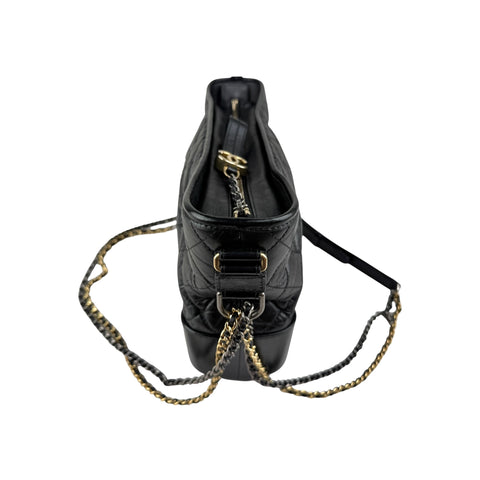 Chanel Black Quilted Leather Gabrielle Medium Hobo Bag