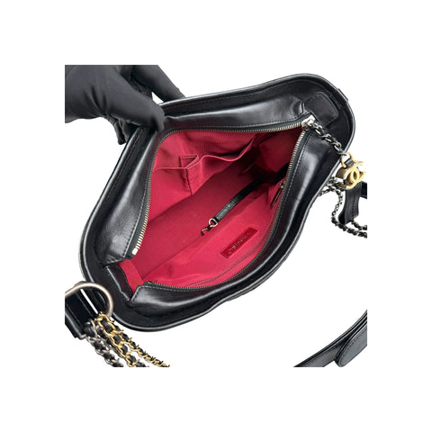 Chanel Black Quilted Leather Gabrielle Medium Hobo Bag