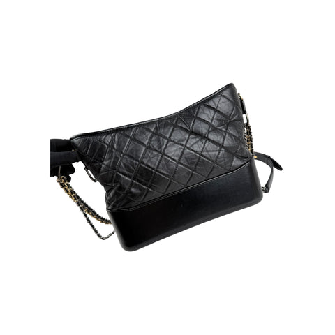 Chanel Black Quilted Leather Gabrielle Medium Hobo Bag