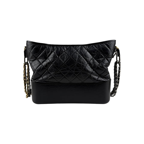 Chanel Black Quilted Leather Gabrielle Medium Hobo Bag